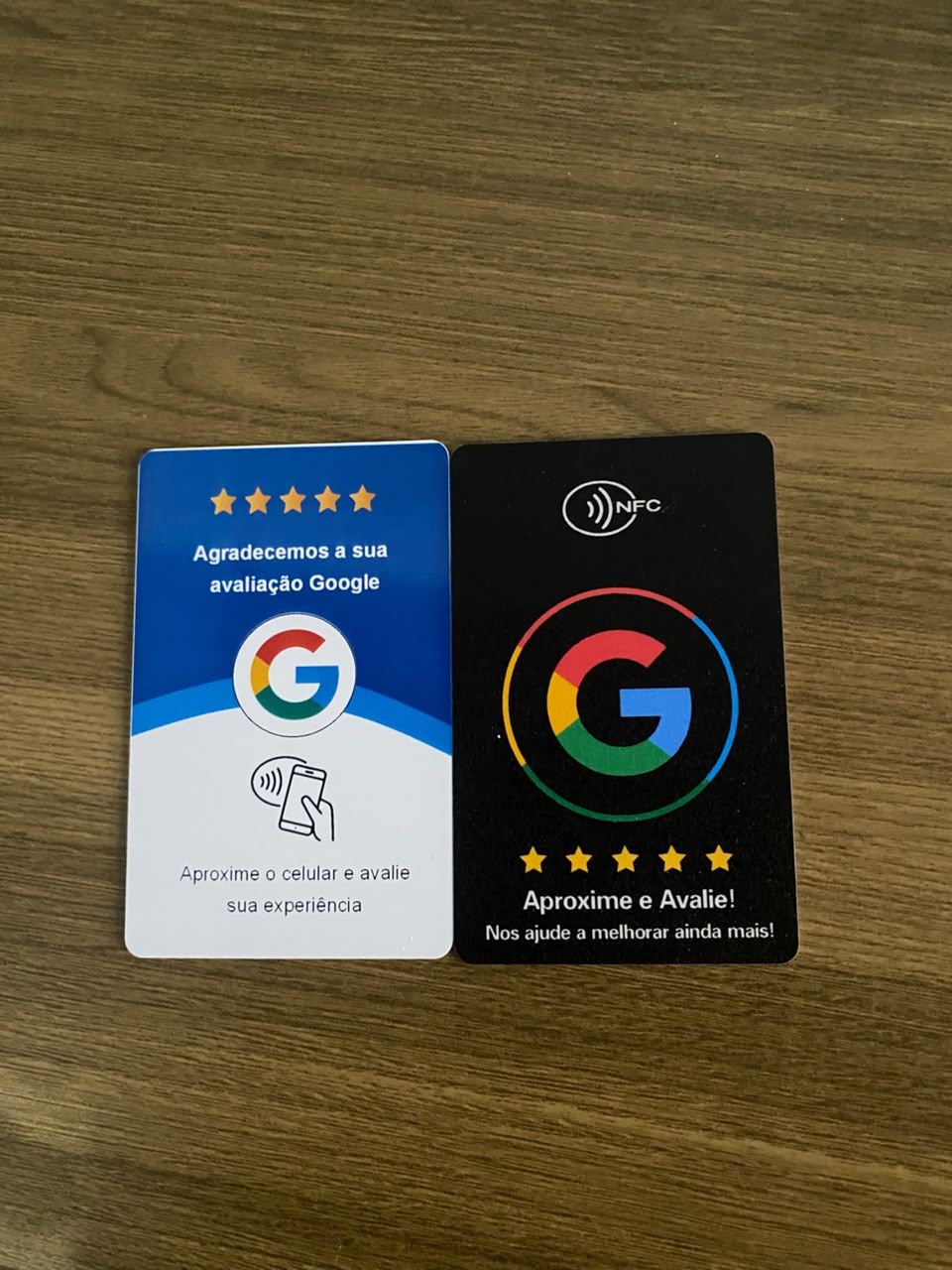 Cartões de avaliação Google com NFC da Iron Siene: aproxime o celular e avalie